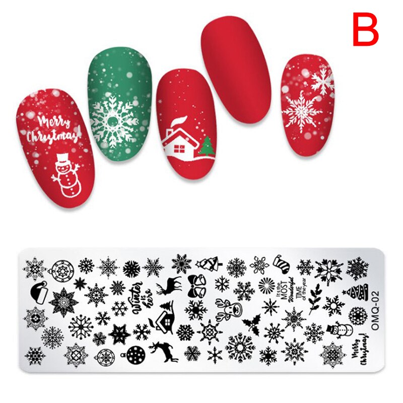 Noël ongles estampage plaques ligne photos ongle Art plaque ongles impression modèle: B