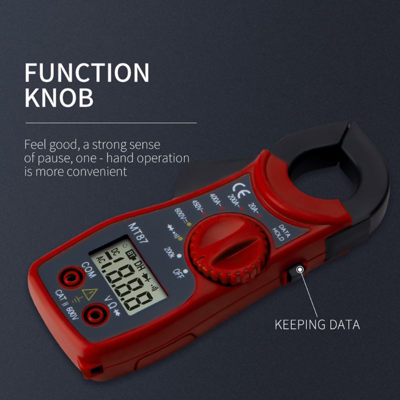 Mt87 lcd digitale stroomtang multimeter ac/dc ampèremeter voltmeter weerstandstest 19qb
