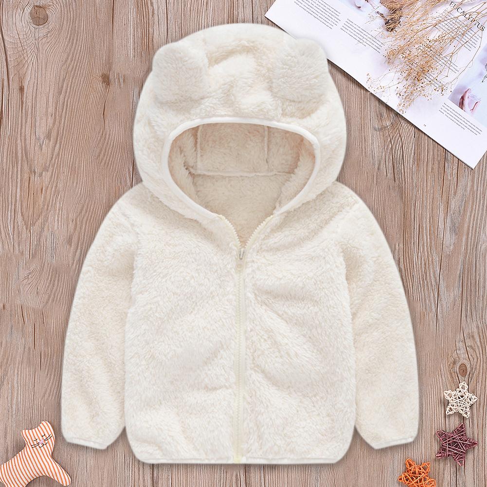 Schattige oren baby kinderjongen meisjes jassen prachtige klassieke textuur delicate winter fleece effen rits hoodies bovenkleding