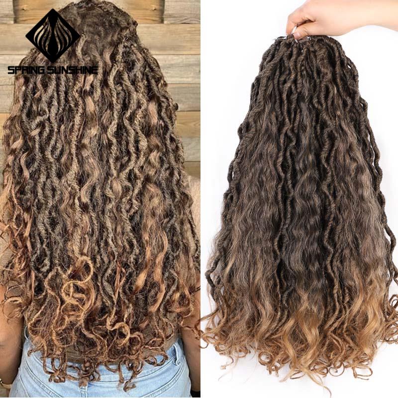 Ombre Goddess Mermaid Faux Locs 20inch 18Root Bohemin Crochet Braid Hair Braids Synthetic Braiding Hair Extension For Women: T27 / 8Pcs/Lot