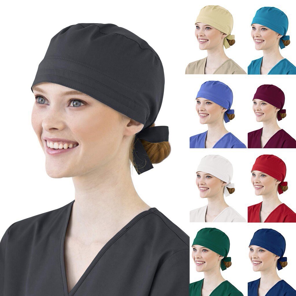 Women Cotton Bandage Adjustable Cap Sweatband Bouffant Hat Men gorros quirofano mujer nurse uniform Accessories