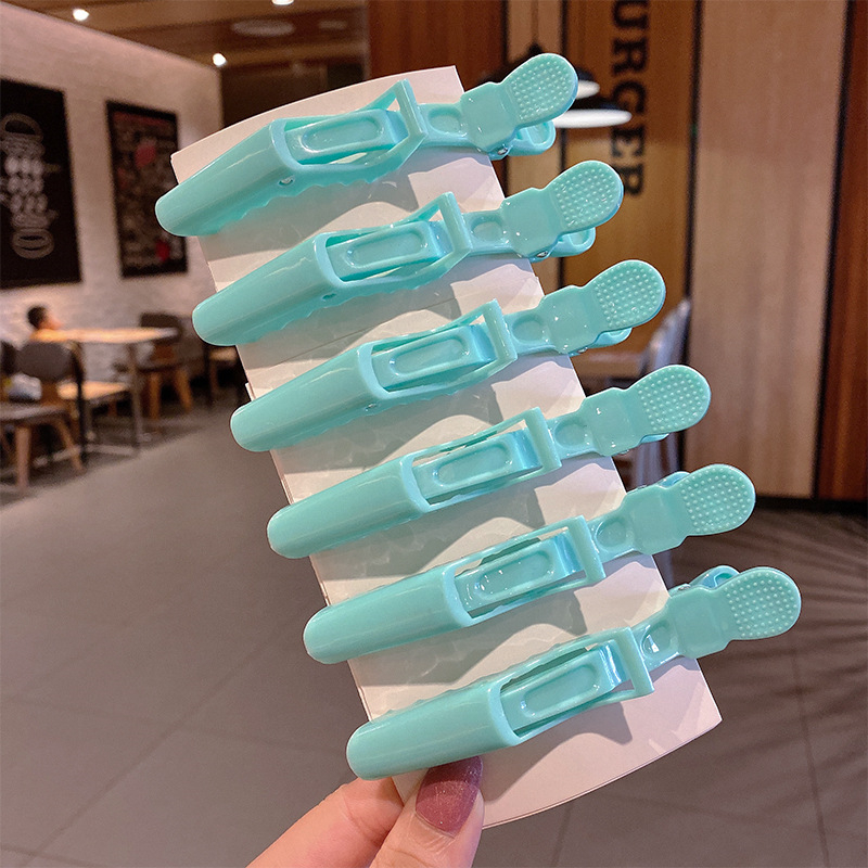 6/9 Pcs Professionele Alligator Haar Clip Klemmen Kapsalon Hair Grip Crocodile Kappers Haar Stijl Kappers Clips: Light Green-6Pcs