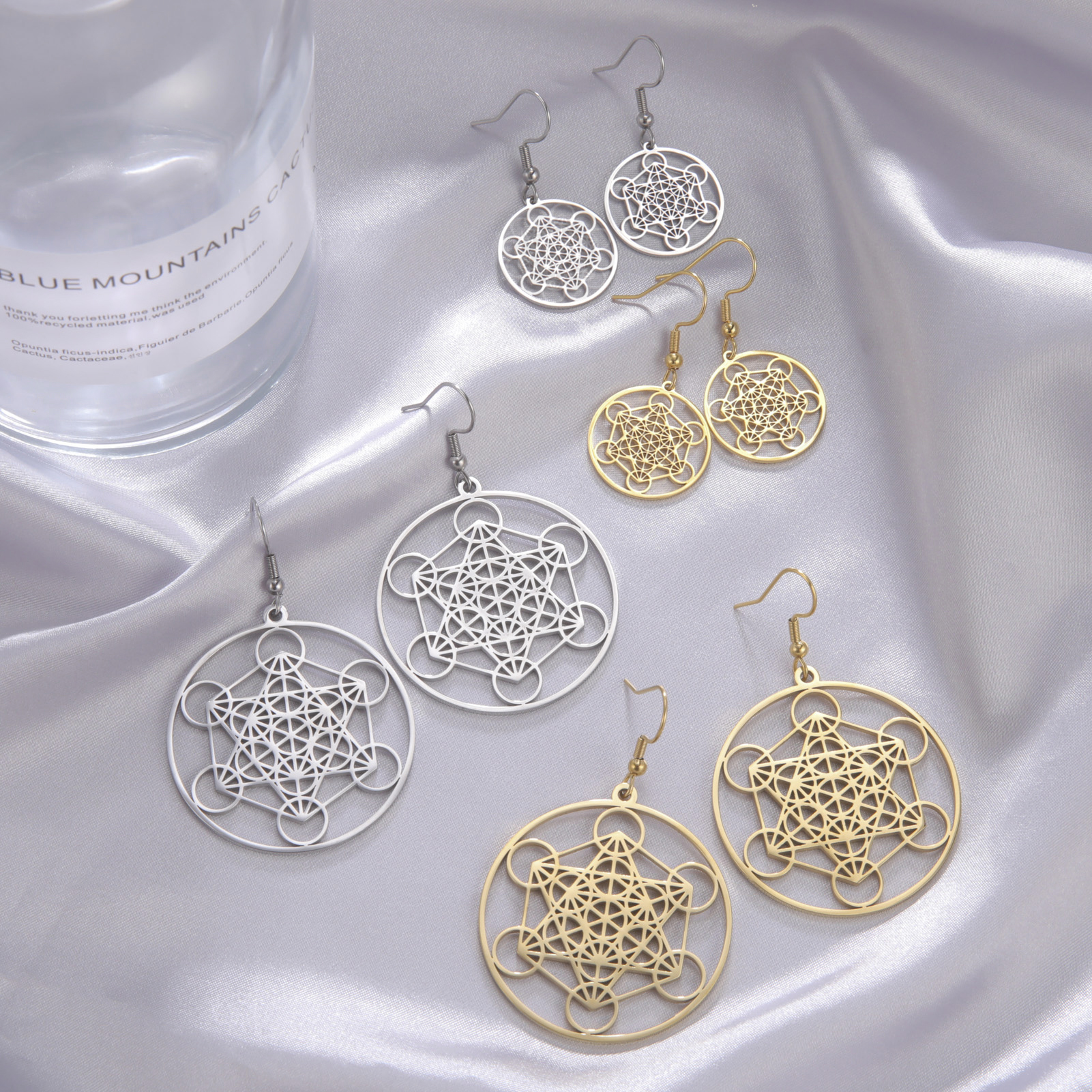 Abalorios de cubo Skyrim Arcángel Metatrón para collar, pendientes, fabricación de joyas, amuleto de geometría sagrada de acero inoxidable, colgantes DIY