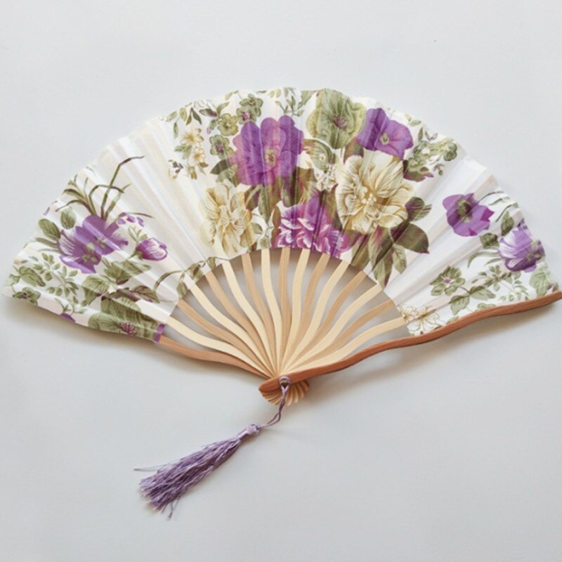 1PC Kreative Chinesische Klassische Blume Falten Hand Gehalten Prom Handwerk Fan Bambus Papier Party Hochzeit Geburtstag Dekor Jahrgang Bambus SW: 08