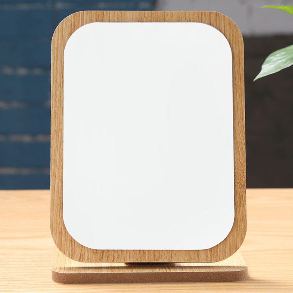 Portable Cute Makeup Table Rotation Small Foldable Adjustable Angle Mirror Pocket 360 Degree Desktop Cosmetic Wooden Compact