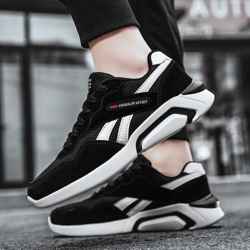Men's Breathable Mesh Sneakers Spring Old Shoes Black/white Mens Shoes Casual Shoes for Men Low Lace-up Comfortable
