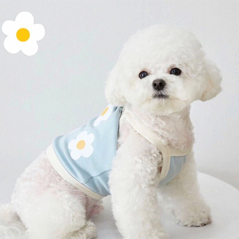 Sommer blomst print tøj til hund skjorte tegneserie hunde tøj t-shirt vest til lille mellemstor hvalp yorkshire shih tzu udendørs