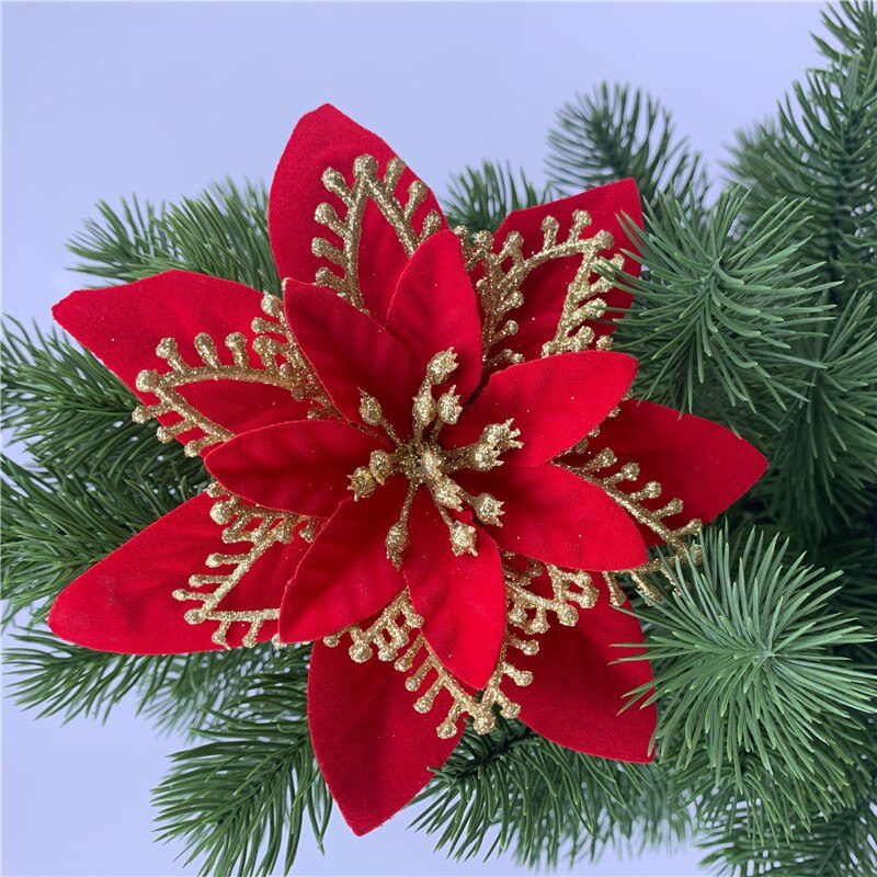 Kerstboom Decoratie Plastic Bloem Drie-layer driedimensionale Kunstmatige bloemen Voor Kerstboom Party Ornamenten: B3-13cm