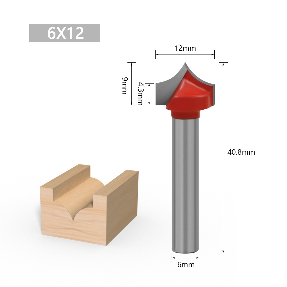 6mm Shank Router Bit CNC Tools Solid Carbide Round Nose Bits Round Point Cut Bit Shaker Cutter Tools For Wood Woodworking Tools: 6X12