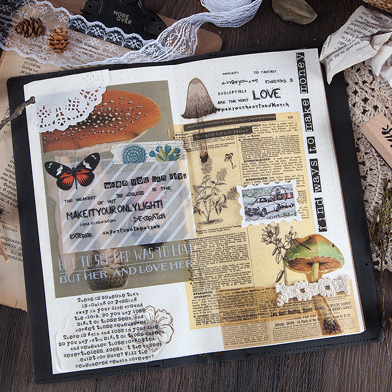 Papel de fundo de borboleta, papel de lixo de papel de diário, scrapbook de plantas, decorativo, vintage, papel de fundo de artesanato faça você mesmo com 10 peças