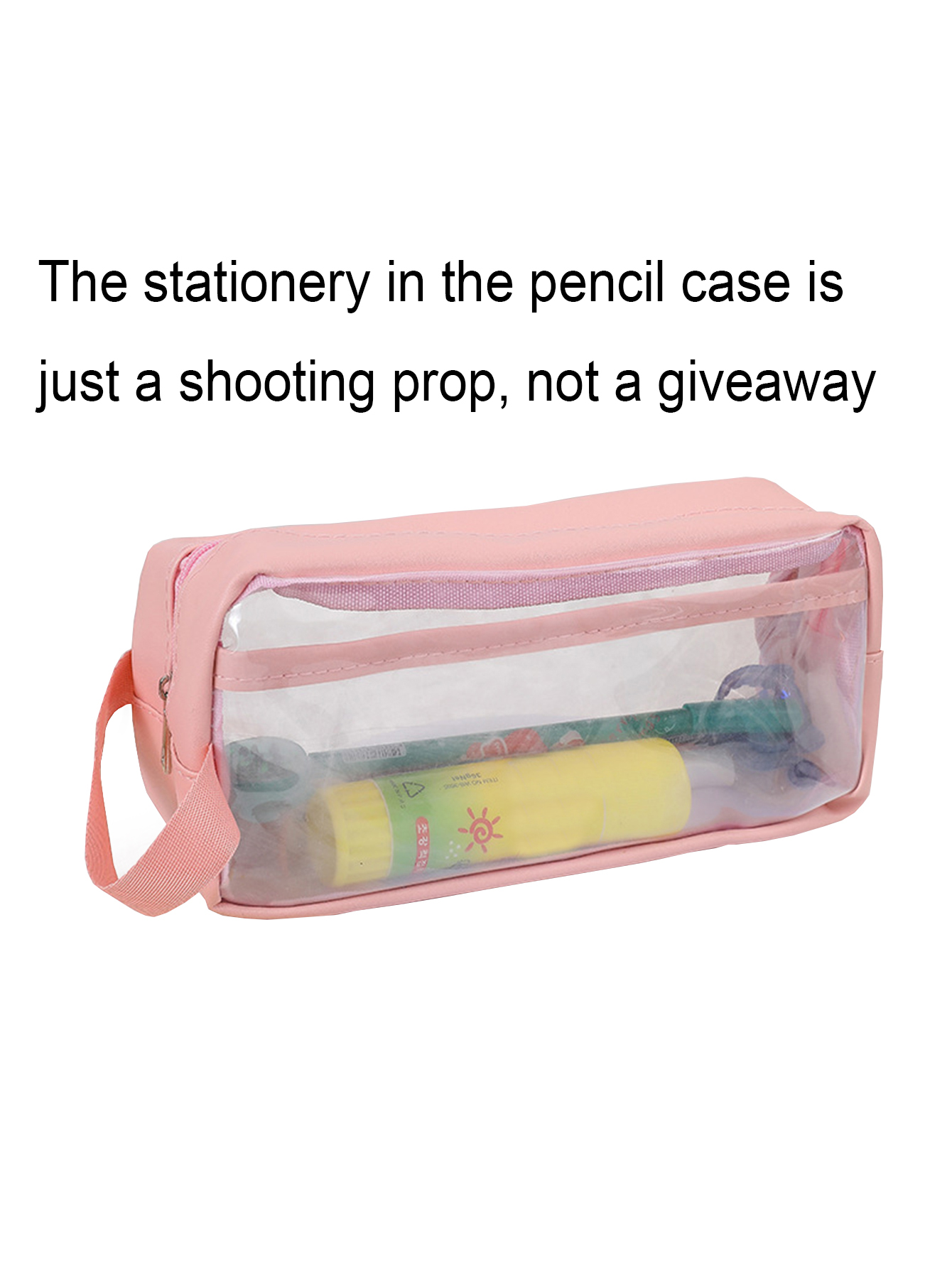 1 szt. piórnik w kształcie makaronika, przezroczysty, wodoodporny piórnik, stylowe i przenośne przybory szkolne, niezbędne przed rozpoczęciem roku szkolnego: Różowy