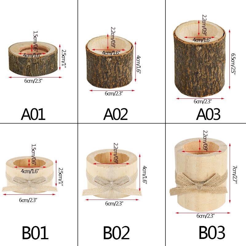 Retro Rustic Wedding Centerpieces Candle Decor Wooden Candle Holder Base Christmas Birthday Table Tea Light Candle Decor