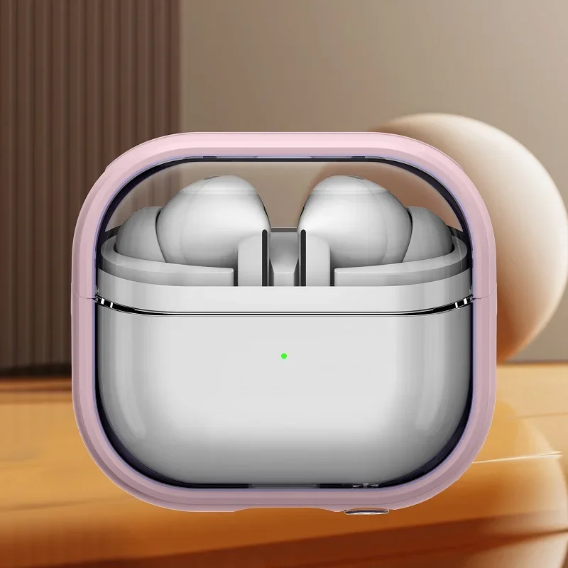 Luxe transparante standaard hoofdtelefoonhoes voor Samsung Galaxy Buds 3 Pro Bluetooth-oordopjes Oplaaddoos Sleutelhanger oortelefoonhoes: 3XS / Roze