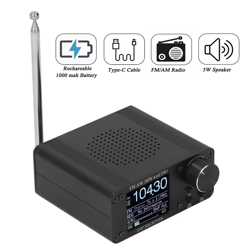 2025 ATS80 Draagbare Kortegolf Radio FM AM Frequentie Ontvanger 5 W Externe Hoofdtelefoon Telescopische Antenne Kortegolf Radio