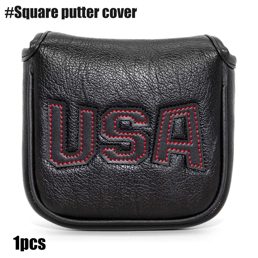 Golf Fahrer Kopf Abdeckungen, Golf Fairway Headcover Abdeckung, golf Holz Headcovers USA Rettungs Schwarz Kühl Dicke Leder Gut-Made: Red line -Square