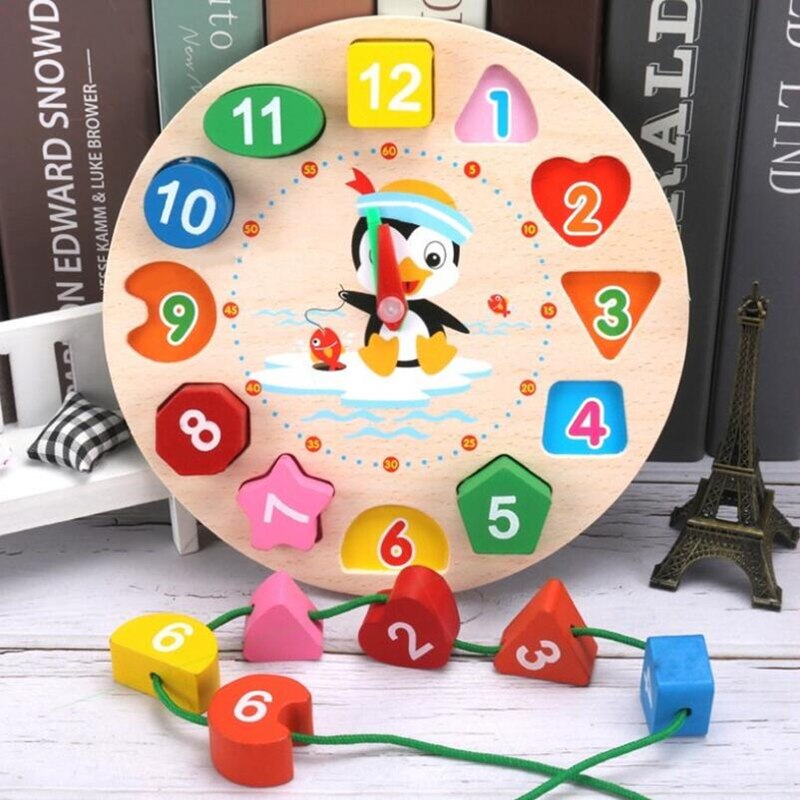 Montessori Giocattolo Animale Del Fumetto Educativo di Legno In Rilievo Orologio Digitale Puzzle Divertente Gadget Della Novità Giocattolo Interessante Per I Bambini