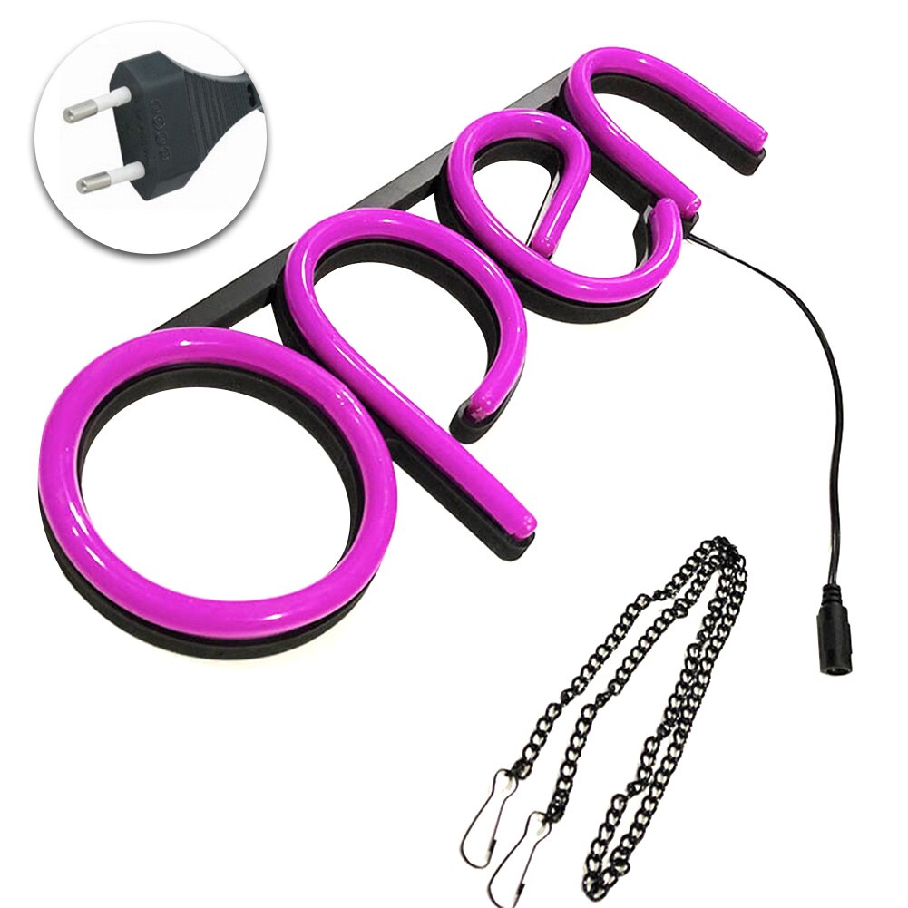 Open Visual Neon Light Hanging Chain Decorative Ultra Bright Artwork Led Window Displaying Bar Restaurant Wall Sign Lamp Store: Pink EU