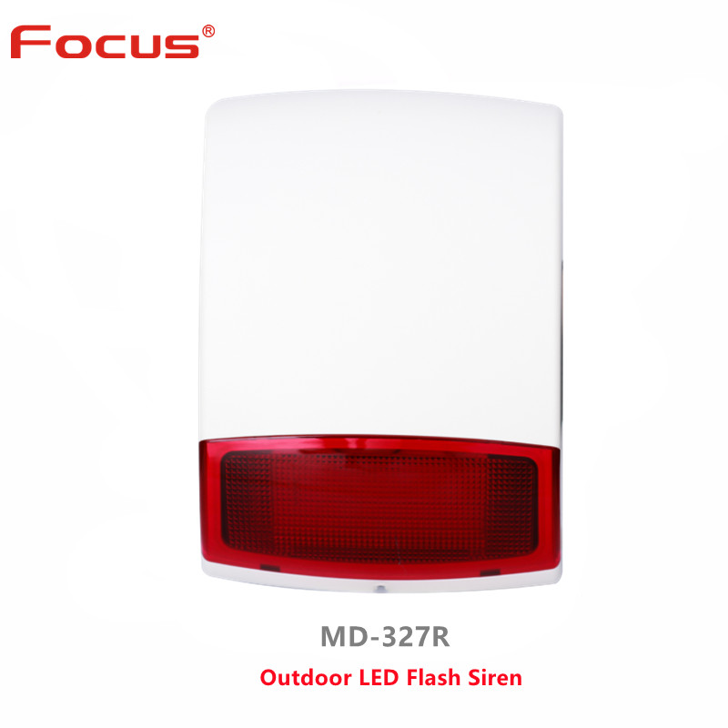 Focus 433Mhz 4PCS alkaline Battery Operate wireless Outdoor Strobe Flashing Siren Wireless Alarm Siren external Strobe Siren