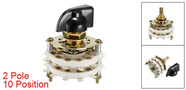 uxcell 1/4pcs Rotary Switch Selector 2 Pole 3/4/5/6/8/9/10/11 Position Selectable 1-2 Deck Band Channel Easily Turned: 2P10T K7-1