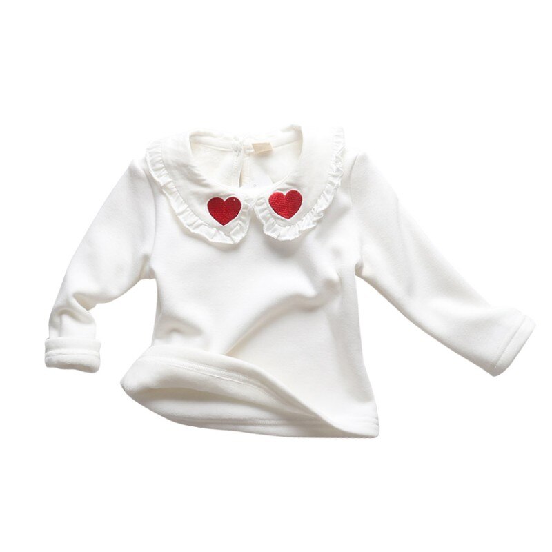 Autunno A Maniche Lunghe T-Shirt Neonato Vestiti Del Bambino di Modo a Forma di Cuore Top di Pizzo Primavera Camicia di Cotone Top: 24M