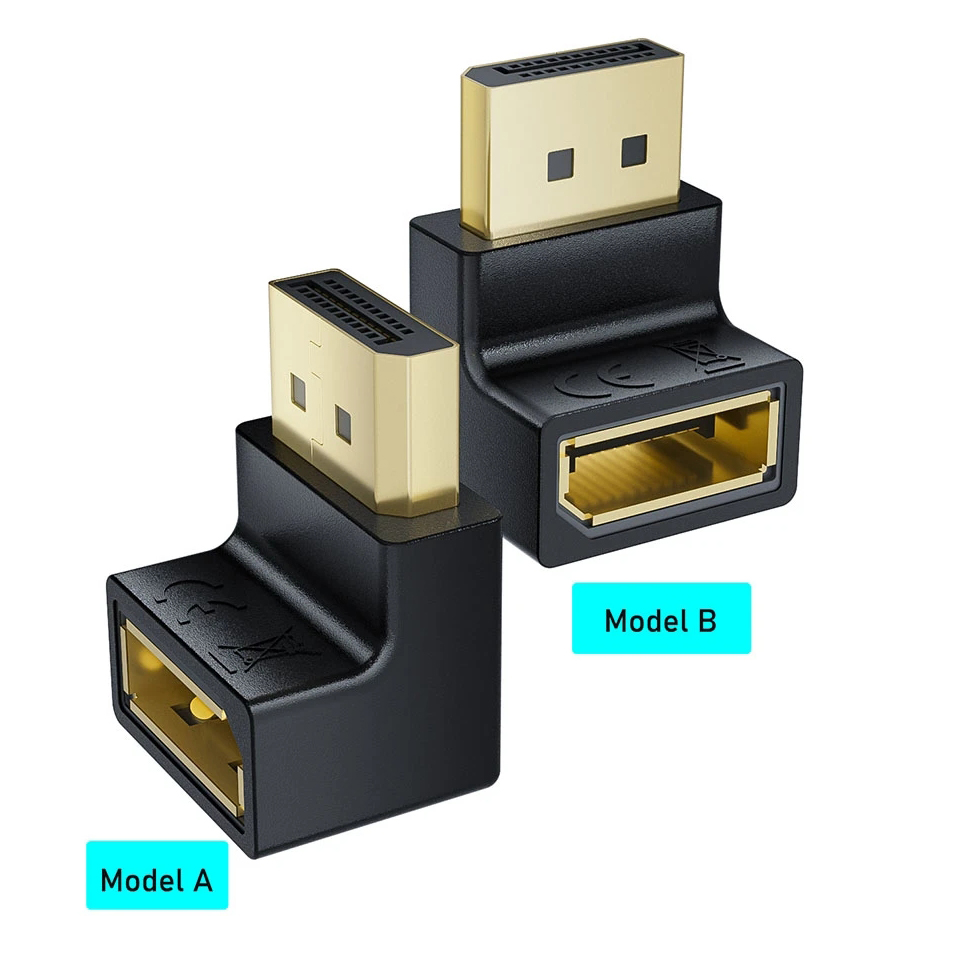 UP down Displayport adapter Right angled DP adapter 4k/60Hz 2K/144Hz pass through 90 degree Angle Displayport 1.2 converter