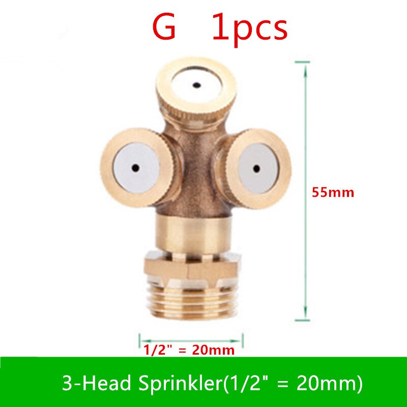Fast 3-Nozzle Misting Sprinkler Brass Misting Sprayer Lawn Sprinkler For Lawn and Garden Mist Irrigation Fittings: G   1pc