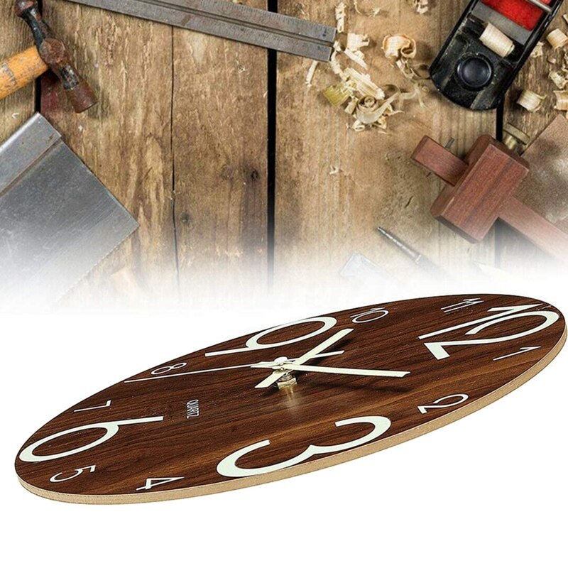 Grande horloge murale lumineuse en bois de 12 pouces, horloge murale silencieuse de cuisine, pour salon intérieur/extérieur
