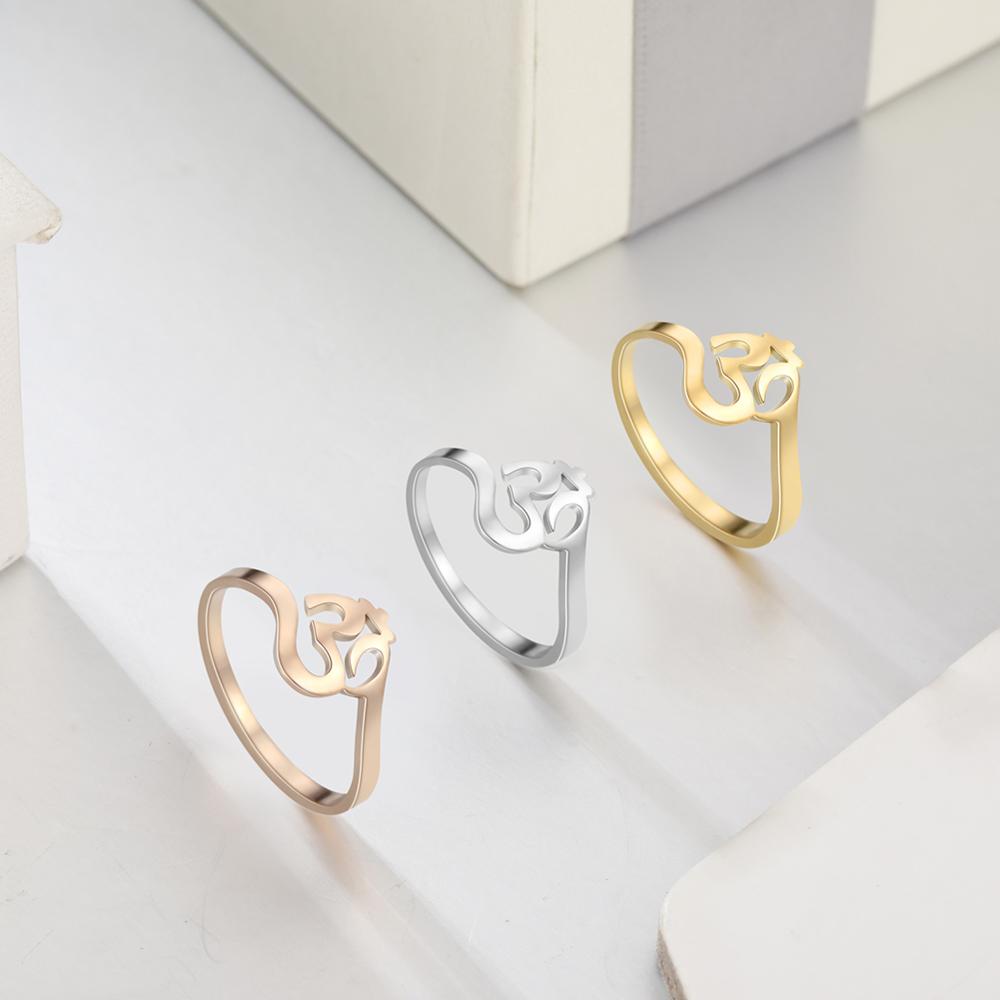 Unift Buddhism Hindu Yoga Om Aum Rings For Women Supernatural Talisman Stainless Steel Amulet Jewelry Religious Meditatio