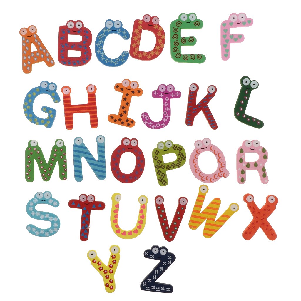 Alphabet Learning Toys Wooden Letters Fridge Magnets Teaching Aids