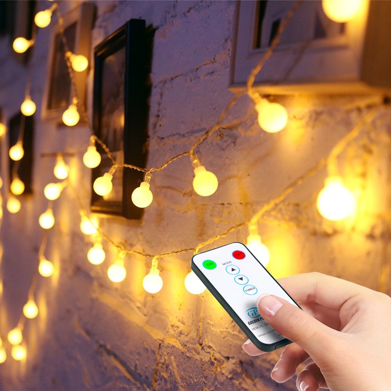 Lyskugle led string belysning usb lampe pære lys string vandtæt udendørs bryllup julefest dekoration