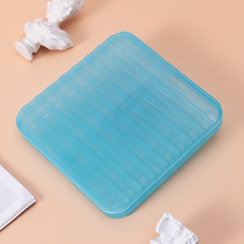 Kleurrijke pp-doos voor het opbergen van maskers, bewaar maskers, doos in rotanvorm, draagbare maskers, studentenmaskeropslag, stofdichte maskerorganizer: Transparant blauw