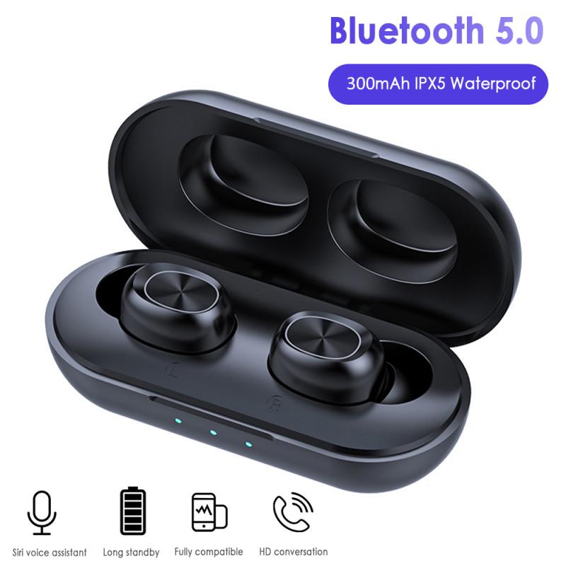 Draagbare Bluetooth 5.0 Ruisonderdrukking 9D Stereo Headset Tws Draadloze Koptelefoon Mini Stereo Muziek Oordopjes 300 Mah