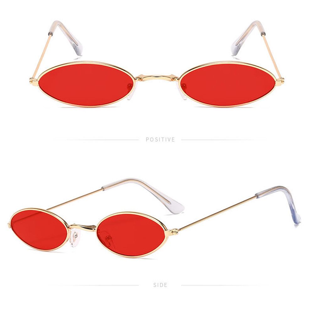 Gafas de sol ovaladas con montura pequeña para hombre y mujer, lentes clásicas de estilo Retro, de Color metálico, a la