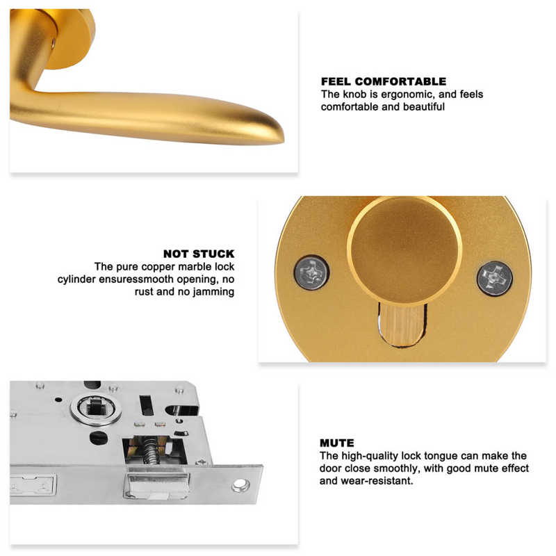 door handles for interior doors Zinc Alloy Super Silent Entry Door Handle Lock Locking Lever Set Reversible for Right Left