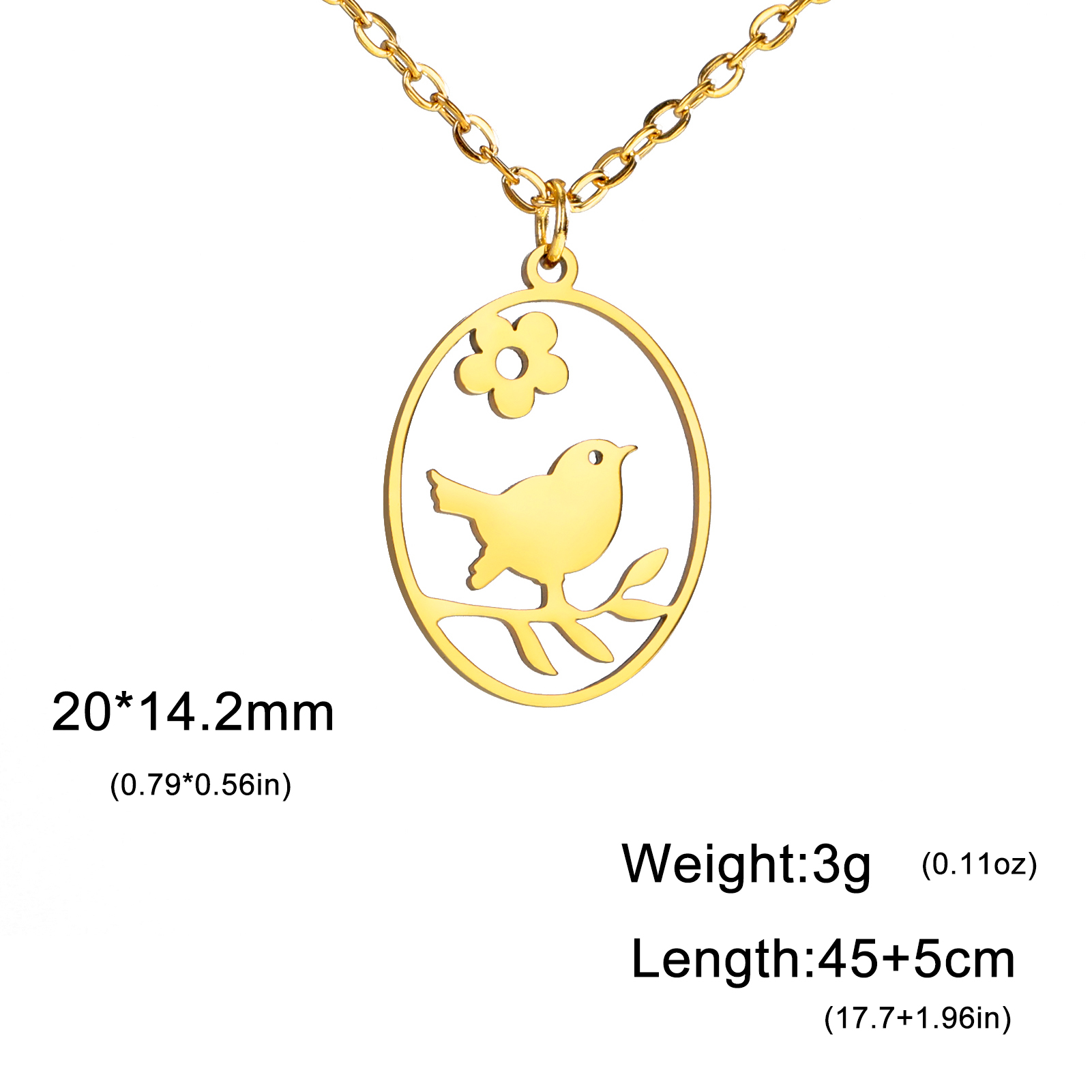 Roestvrijstalen Holle Ellips Dieren Hangers Ketting Meisjes Mode Schattige Konijn Vogels Serie Ketting Ketting Sieraden Voor Vrouwen: Puur Goud Kleur