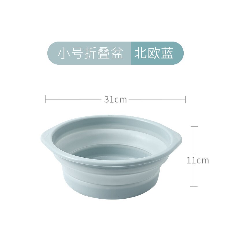 Household Folding Basin Outdoor Travel Portable Folding Basin Multi-Function Kitchen Sink: Trumpet Nordic Blue