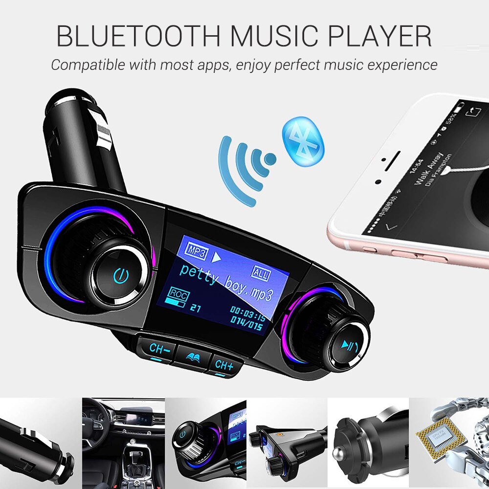 Bluetooth Auto Fm-zender Auto USB Muziek Auto MP3 Speler Draadloze Bluetooth Handsfree Carkit Radio Met Dual USB Car Charger