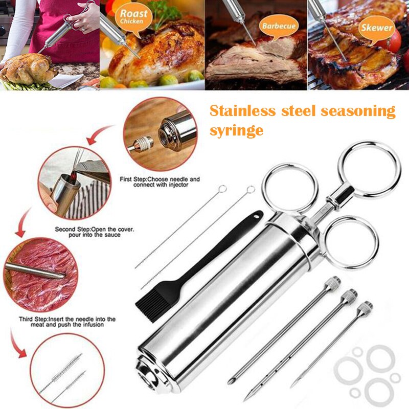 Vlees Injector Rvs Marinade Flavour Voedsel Barbecue Kits Duurzaam DNJ998