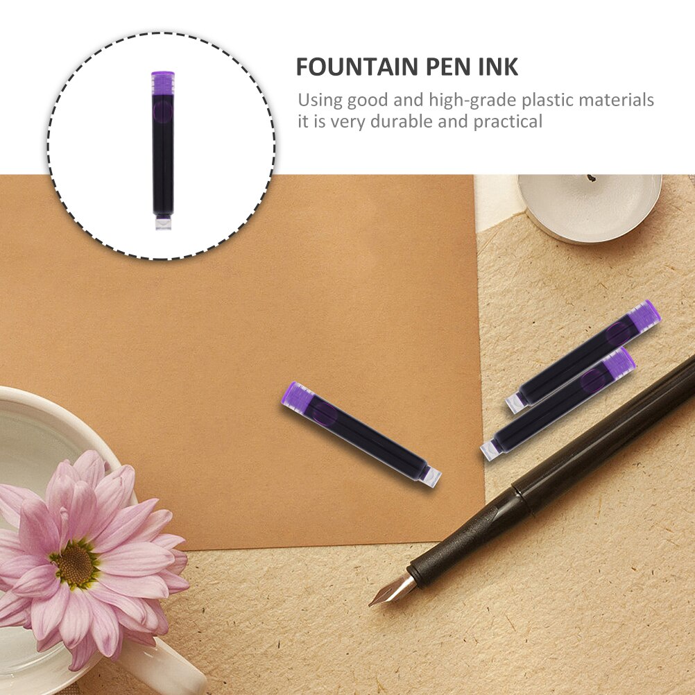 100Pcs Erasable Ink Cartridges Refills Durable Fountain Drawing Pen Ink Cartridges
