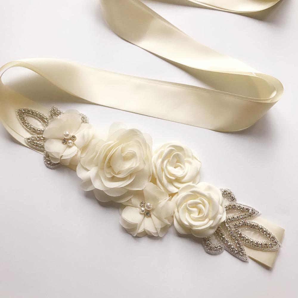 MOLANS, perlas, vestido, cinturones, flores de Gasa sólido, faja nupcial, cinta hecha a mano con diamantes de imitación, banda para la cintura, accesorios de boda para novia
