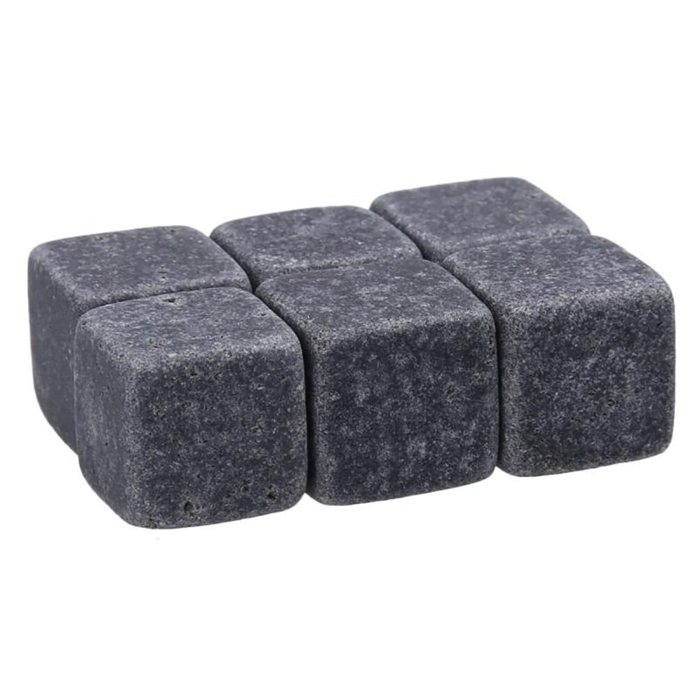 Cubos de mármol para bebidas de whisky, accesorios de cóctel de piedra fría para Bar, bebidas de refrigeración de boda, bolsas de hielo, 6 uds.: Negro