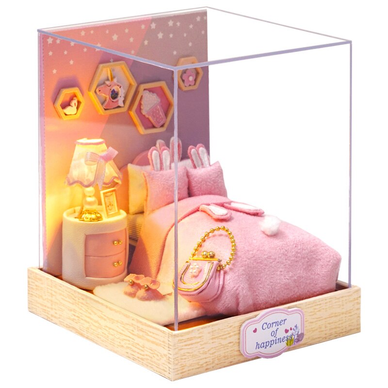 Poppenhuis Meubels Diy Miniatuur 3D Houten Miniaturas Poppenhuis Speelgoed Voor Kinderen Verjaardagscadeautjes Casa Kitten Dagboek H013: QT28