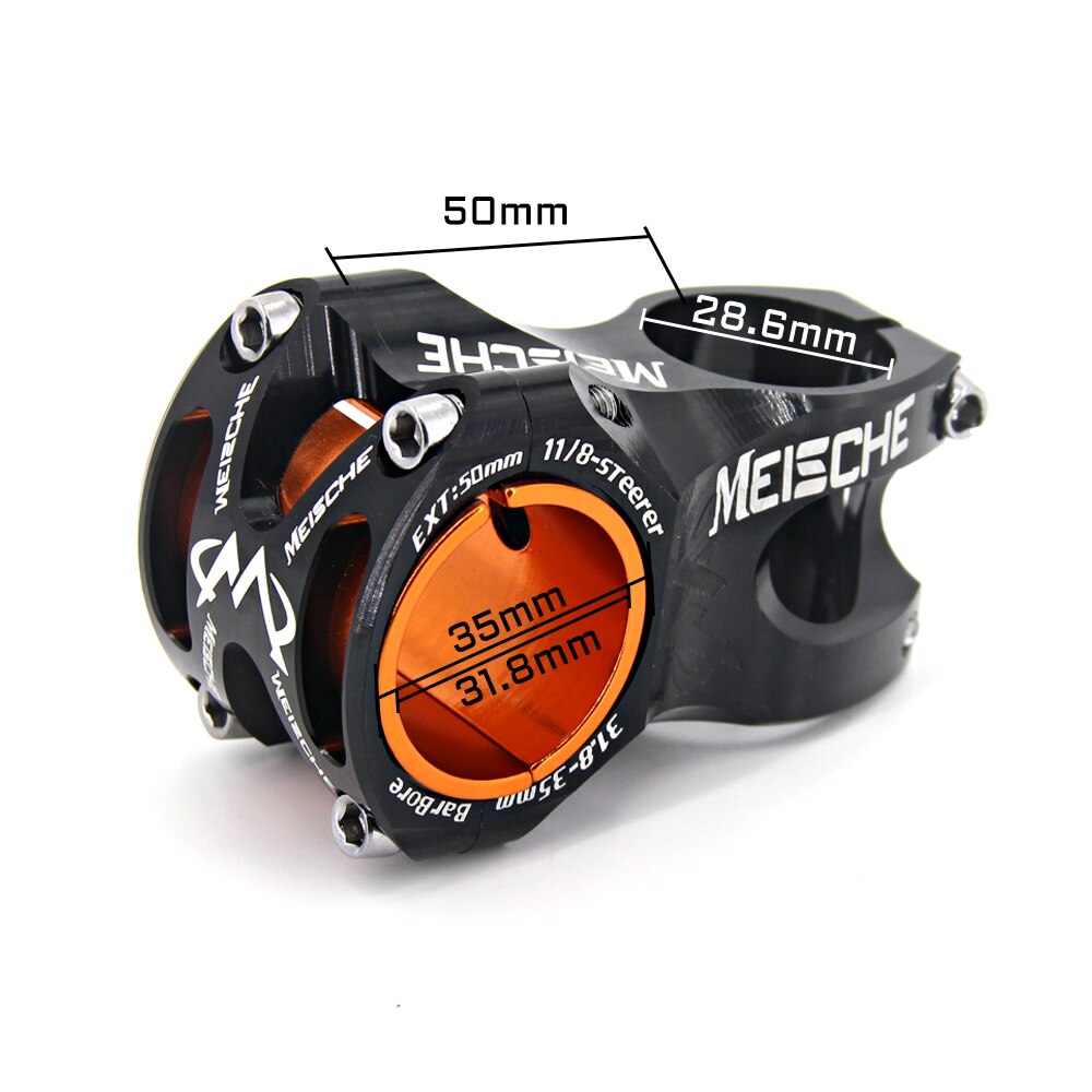 MEISCHE MTB mostek rowerowy 0 stopni 31.8/35mm aluminium macierzystych MTB Góra mostek rowerowy 50mm krótki kierownica macierzystych dla 28.6mm widelec rowerowy: 31.8x50mm czarny