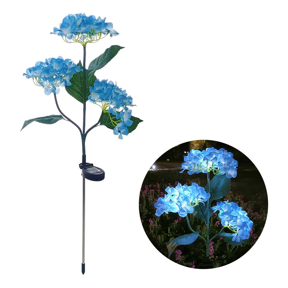 Tuinverlichting op zonne-energie Buitenverlichting, kleurrijk hortensia kunstbloemlicht op zonne-energie voor tuinpaddecoratie: ROSE