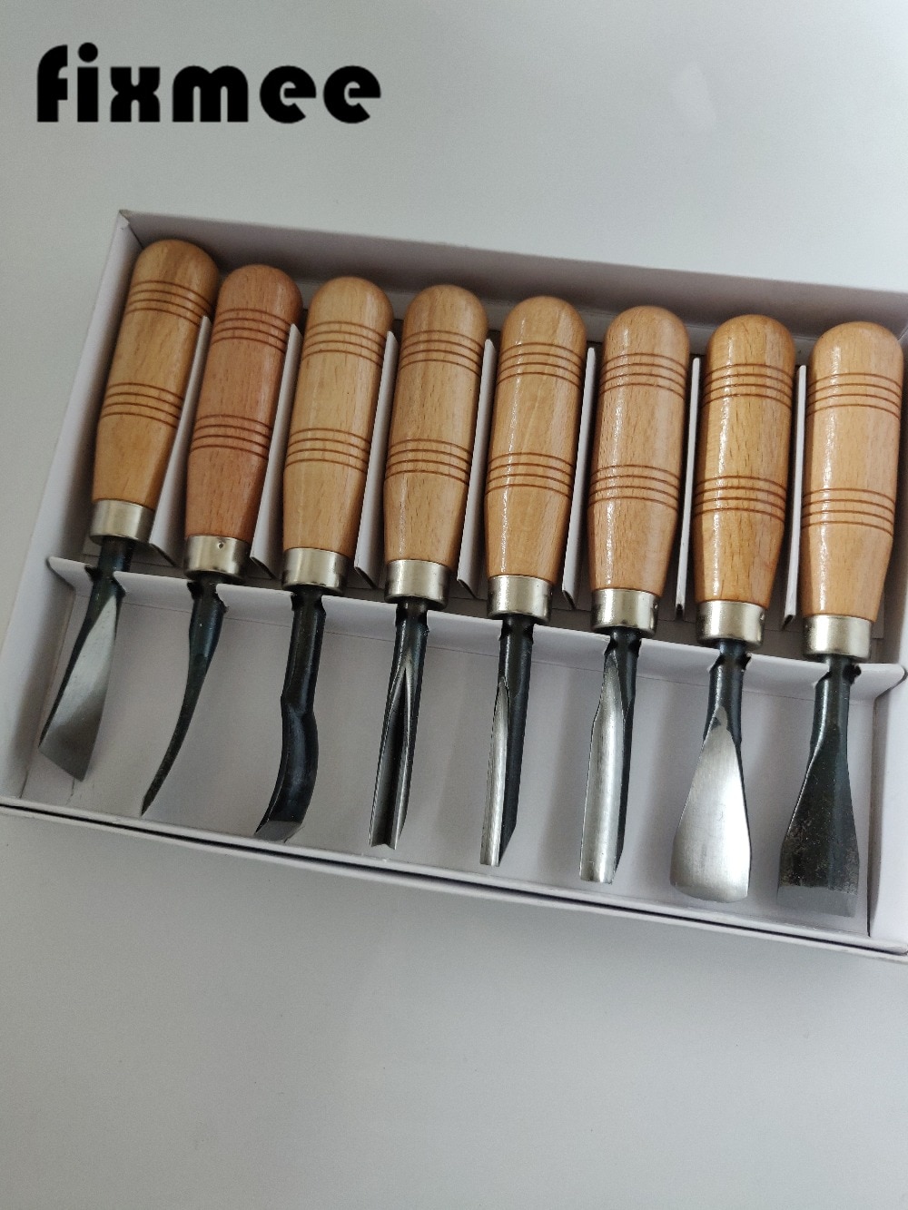 Fixmee 8 stk/sæt tør hånd træskærerværktøj chip detalje mejselsæt knive værktøj
