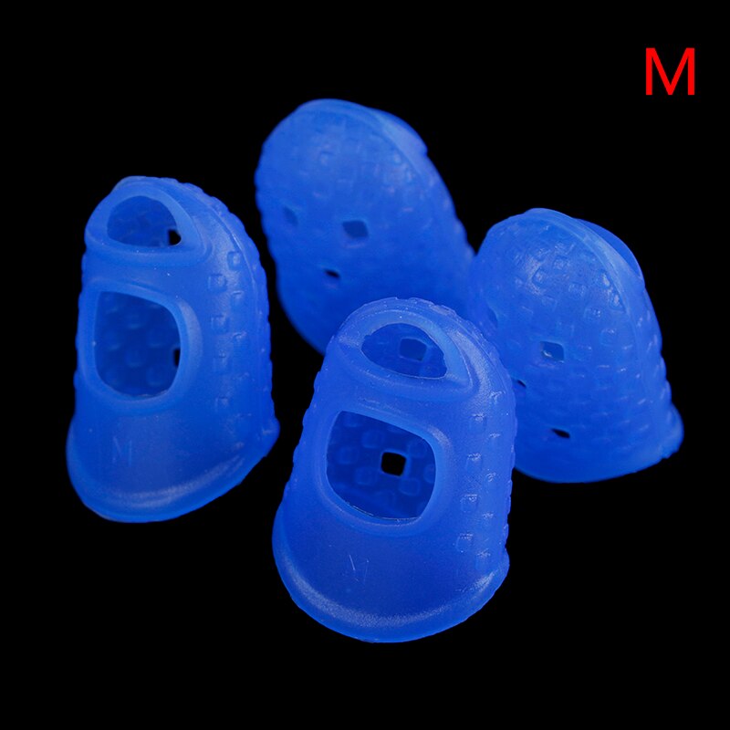 4 szt. Ochraniacze na palce gitary silikonowe ochraniacze na palce na akcesoria gitarowe ukulele S M L: niebieski M