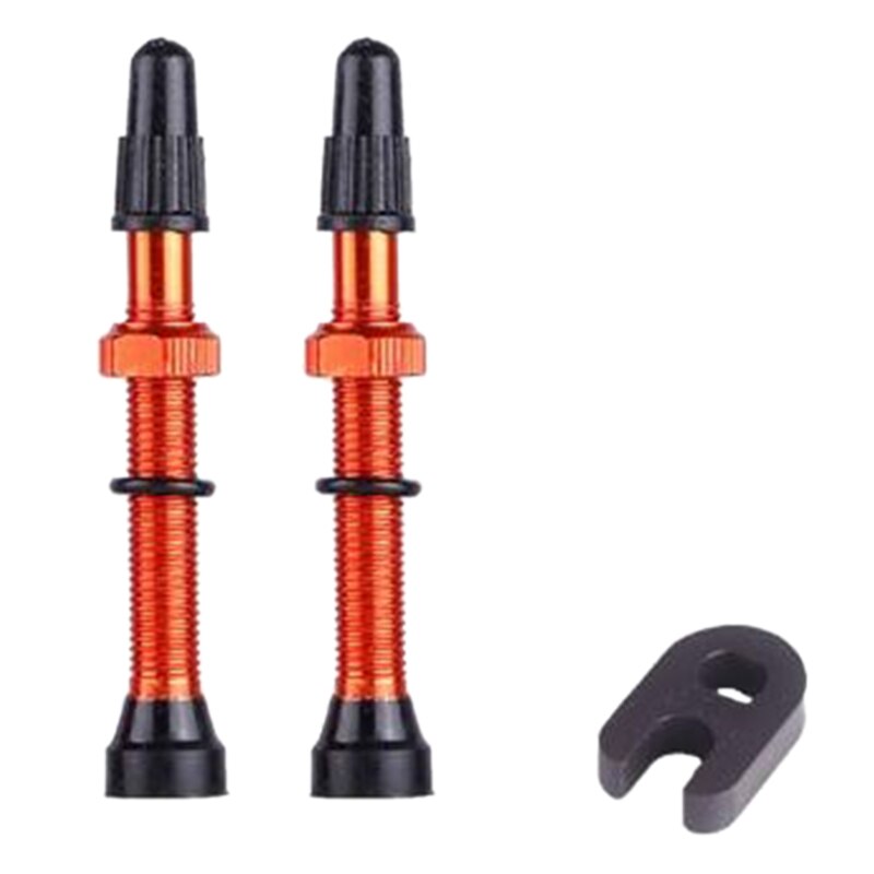 1 paar fiets 60mm presta ventielen voor racefiets tubeless banden messing kern legering stuurpen tubeless kit compatibel: Oranje
