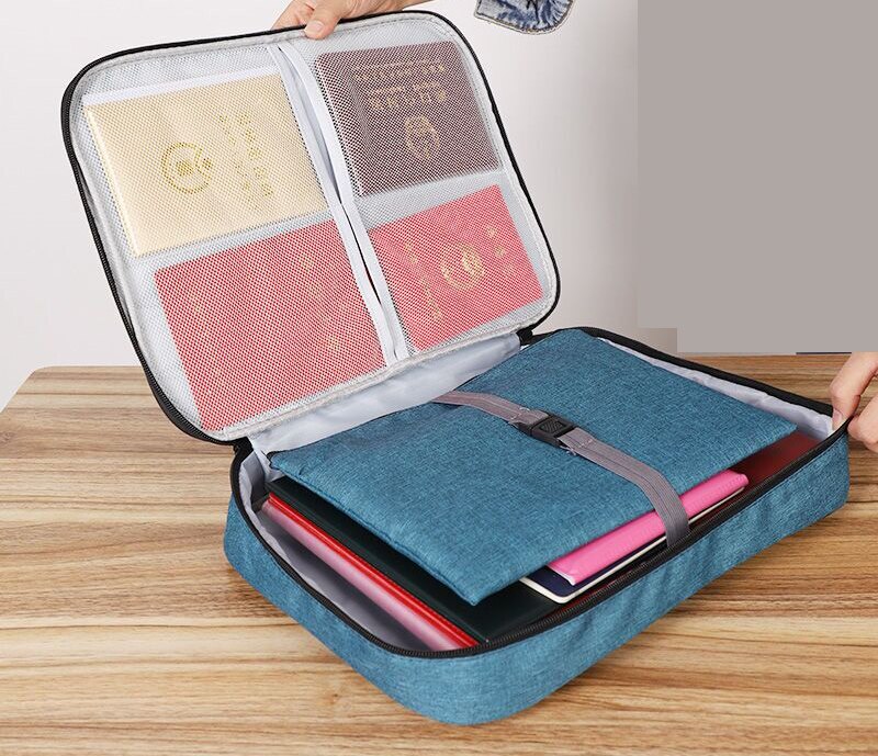 Folder for Documents Ticket Waterproof Document Holder Organizer for Documents Certificates File Folder Large Travel Storage Bag: Navy blue