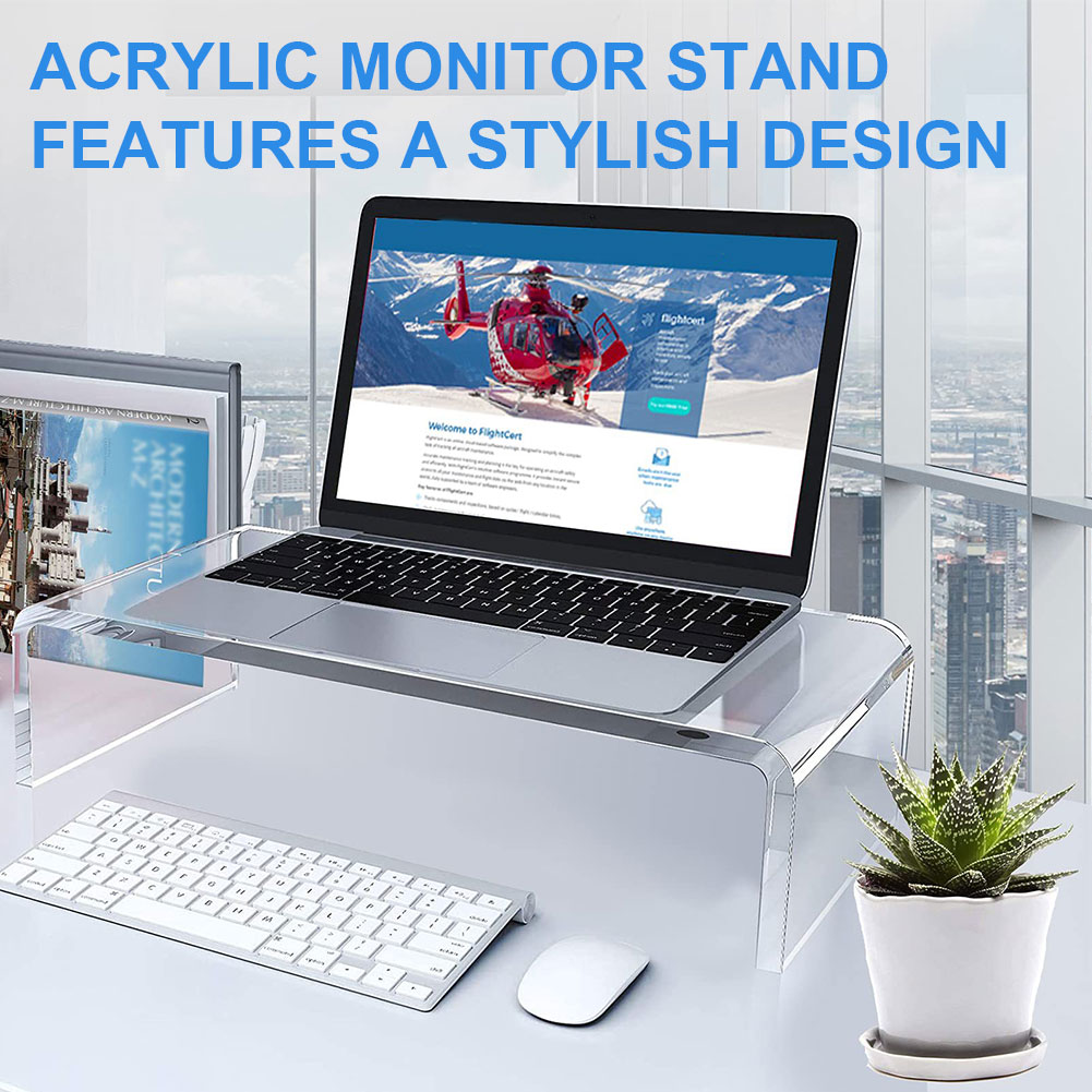 Acrylic Monitor Stand Laptop Stand Riser Desk Laptop/PC/Multimedia Monitor Stand Clear Computer Monitor Stand for Home Office