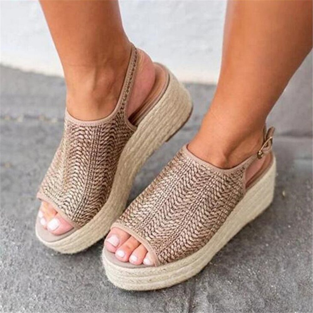 Sandalias de Mujer Sandalias de plataforma Retro Sapato Feminin tacones sandalia para mujer zapatos de cuña Peep Toe Chaussures Femme sandalias de verano